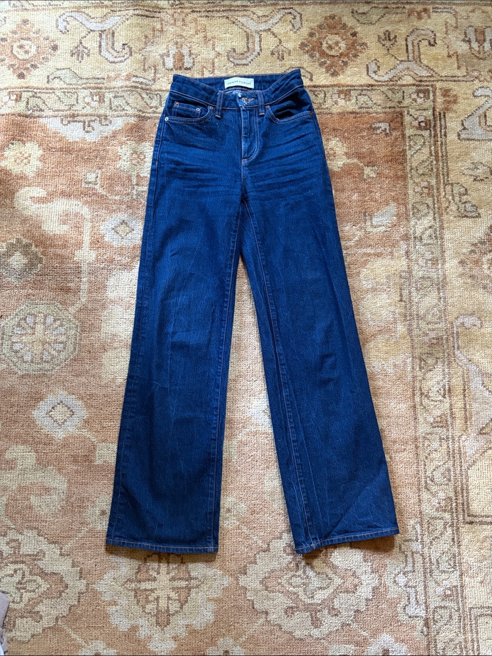 Denim Forum Wide-Leg High-Rise Jeans in Dark Blue